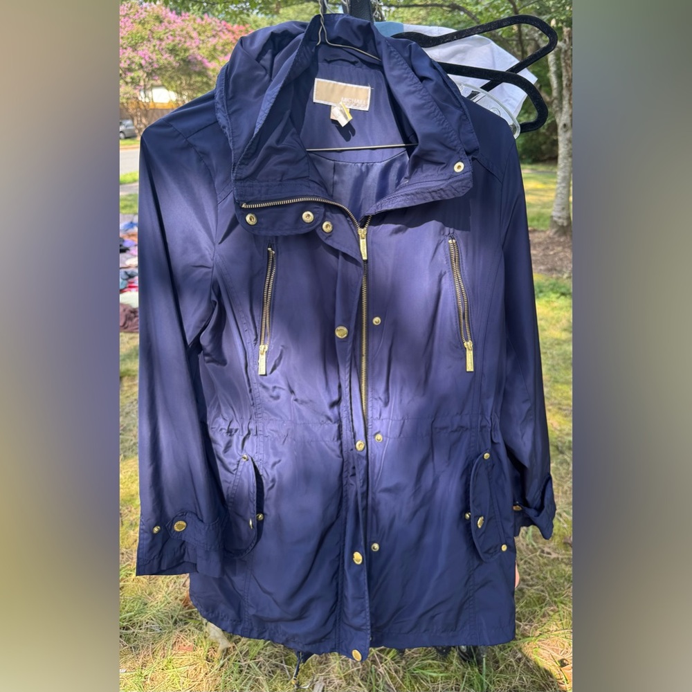 Michael Kors Navy Utility Jacket with Gold Accents